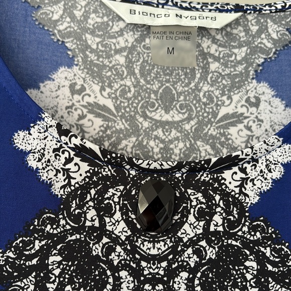 Bianca Nygard Blue Lace Accent Embellished Mini Dress/Tunic size L. - Picture 3 of 6